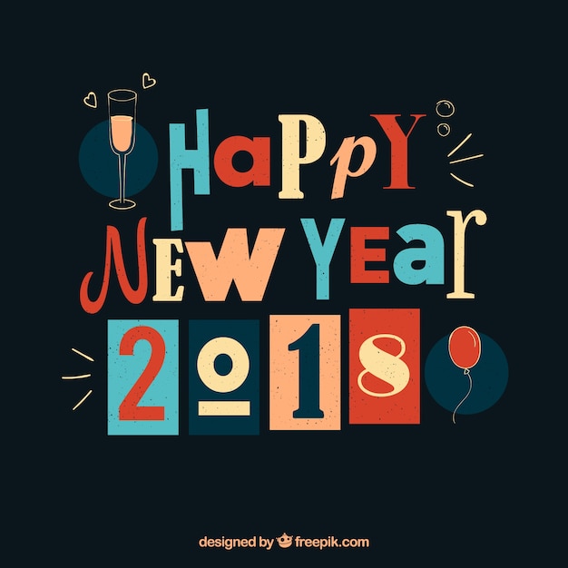 Free vector beautiful new year lettering in vintage style