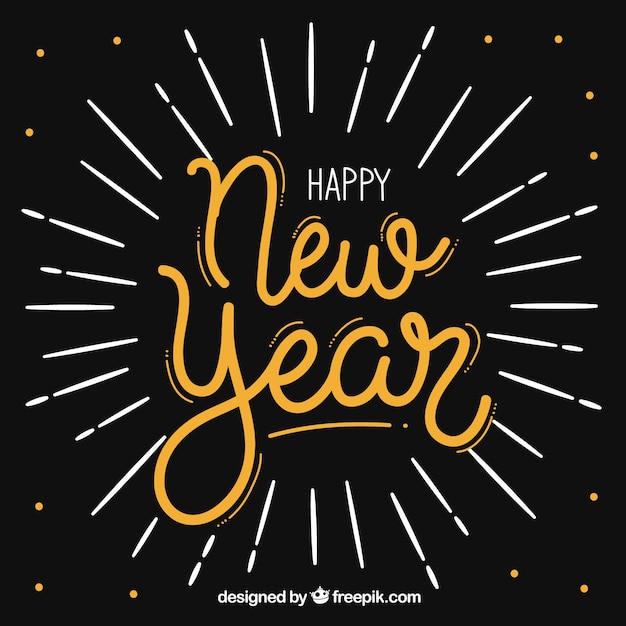 Free vector beautiful new year lettering in vintage style