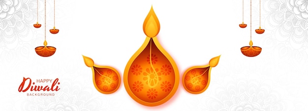 Beautiful oil lamp diya for diwali festival banner background