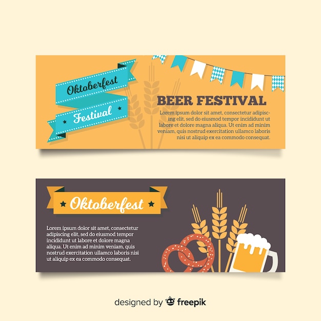 Beautiful oktoberfest banners with flat design