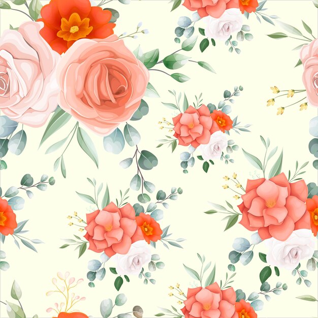 Beautiful orange flower seamless pattern