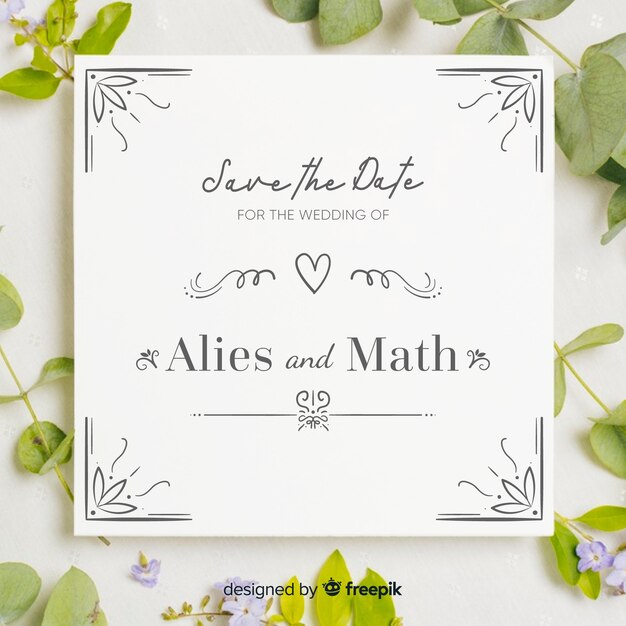 Beautiful ornamental save the date wedding invitation