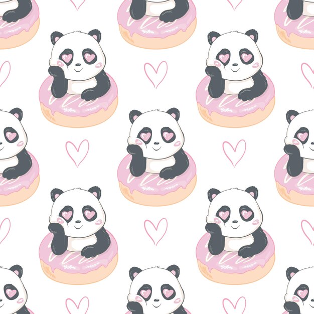 パンダのパターンの背景 無料のベクター