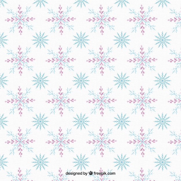 Beautiful pattern with blue and pink snowflakes