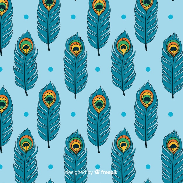 Free vector beautiful peacock feather pattern