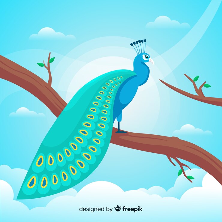 मुफ़्त वेक्टर beautiful peacock in flat style