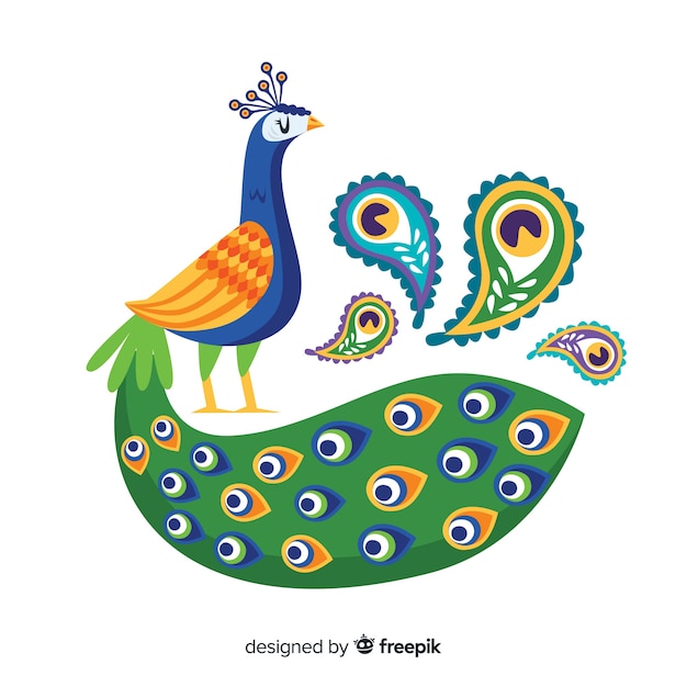 Beautiful peacock in flat style