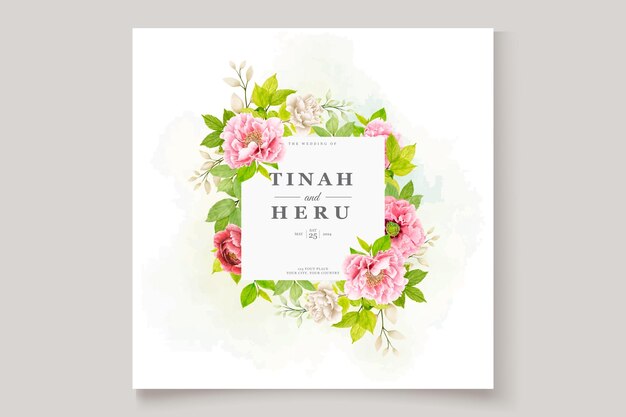 beautiful peony border  wreath and frame background design