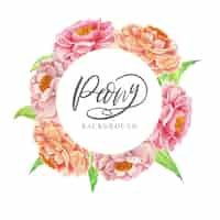 Free vector beautiful peony flowers background in watercolor style