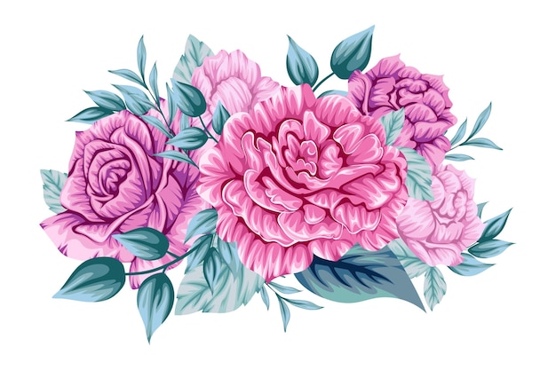 Free vector beautiful pink bouquet of flowers