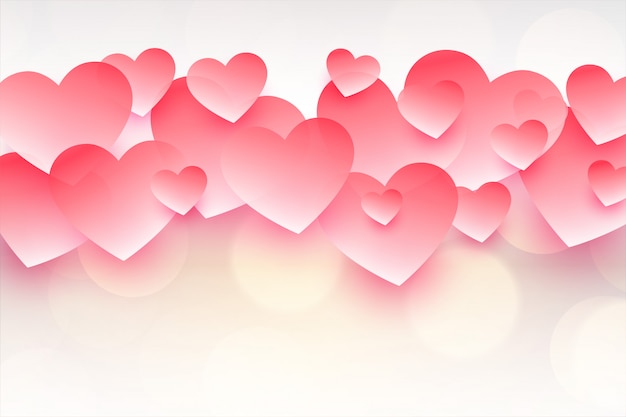 Beautiful Pink Paper Hearts White Paper Background Stock Photo by