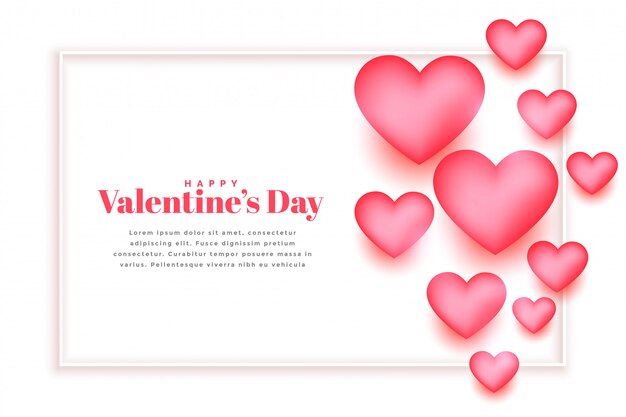 Beautiful pink hearts valentines day greeting card template design