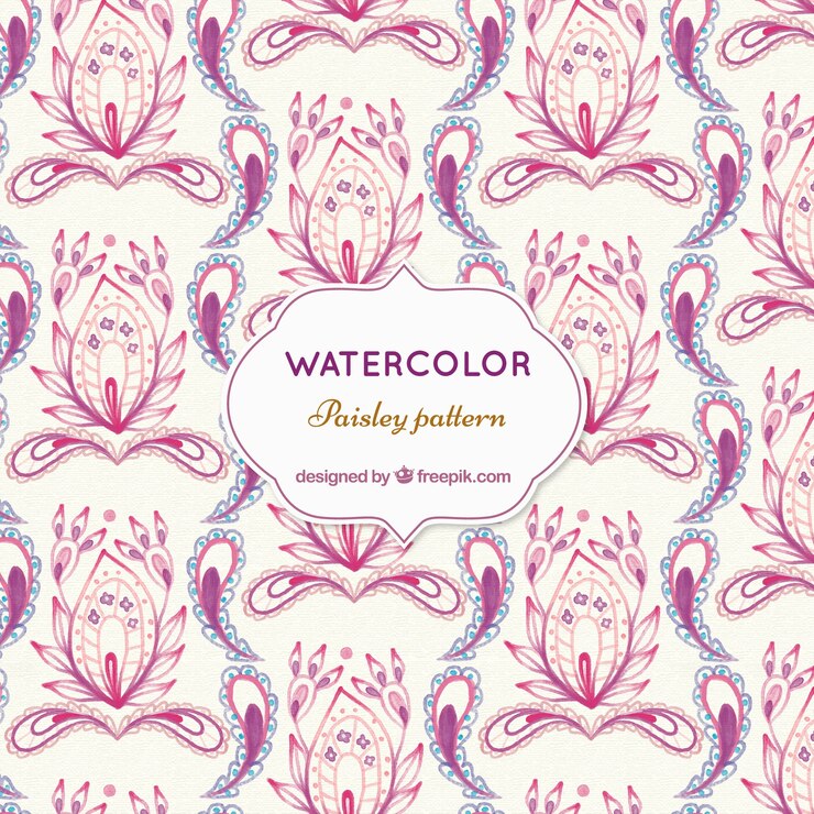 Free Vector beautiful pink paisley pattern