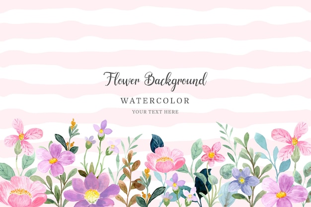 美しいピンクパープル水彩フラワーガーデンの背景