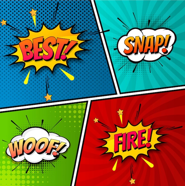 Beautiful pop art colorful comic book template