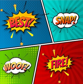 Beautiful pop art colorful comic book template