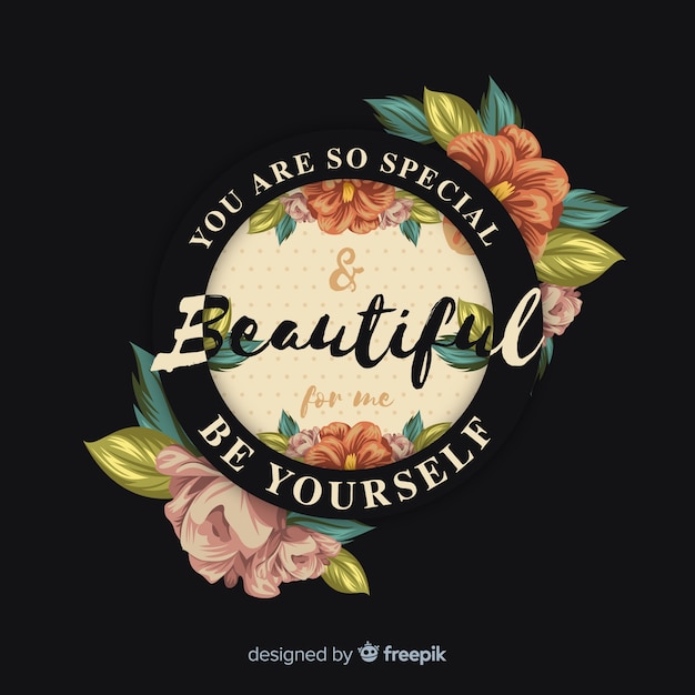 Free vector beautiful positive message with flowers