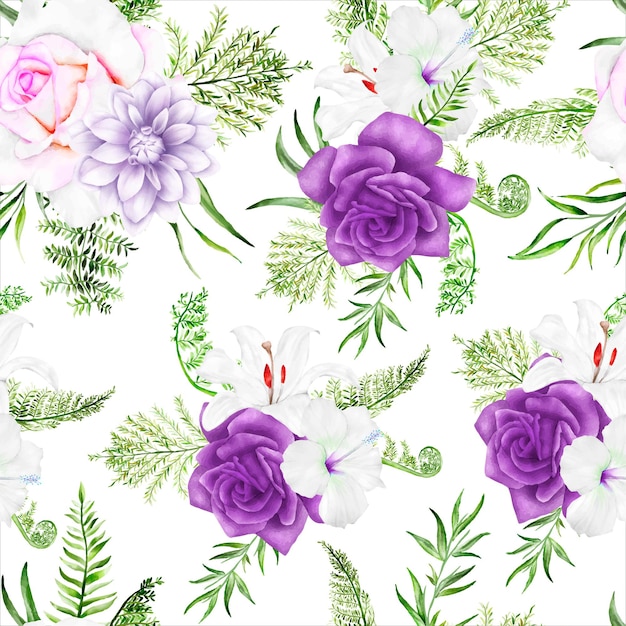 beautiful purple floral seamless pattern