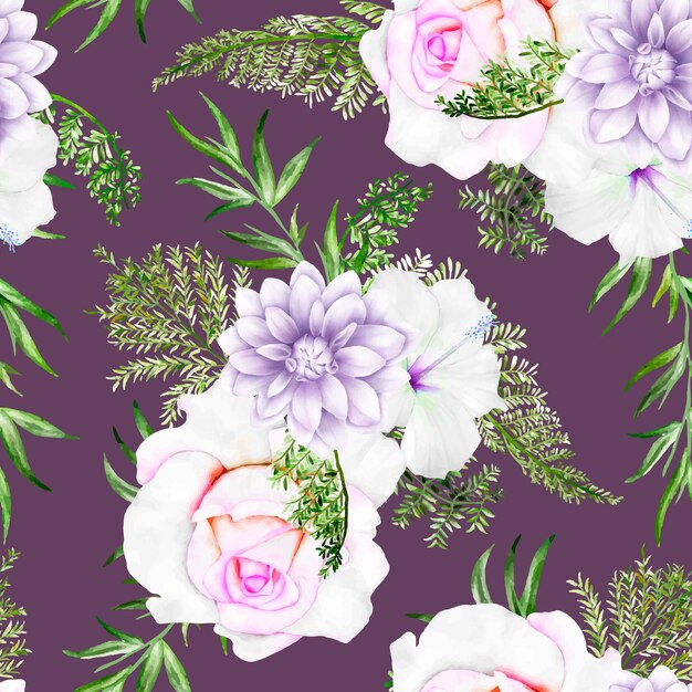 красивый фиолетовый цветочный бесшовный узор