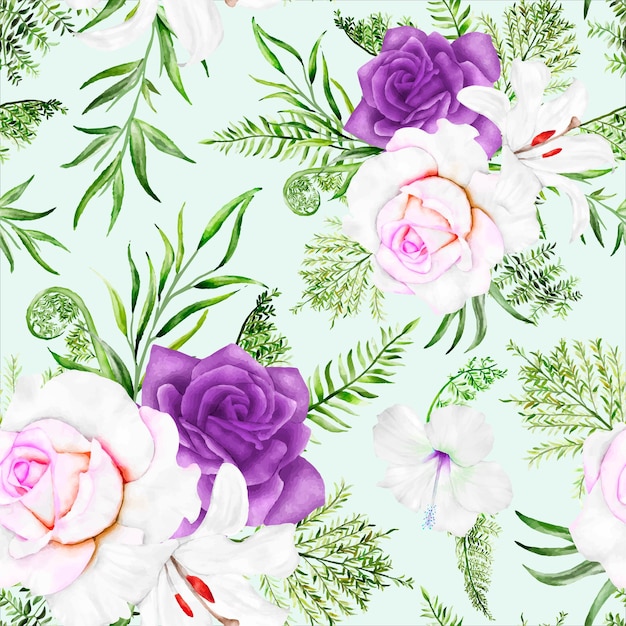 아름다운 보라색 꽃 원활한 패턴