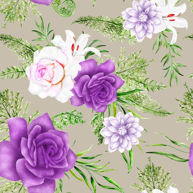 beautiful purple floral seamless pattern