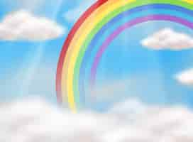 Free vector a beautiful rainbow in sky