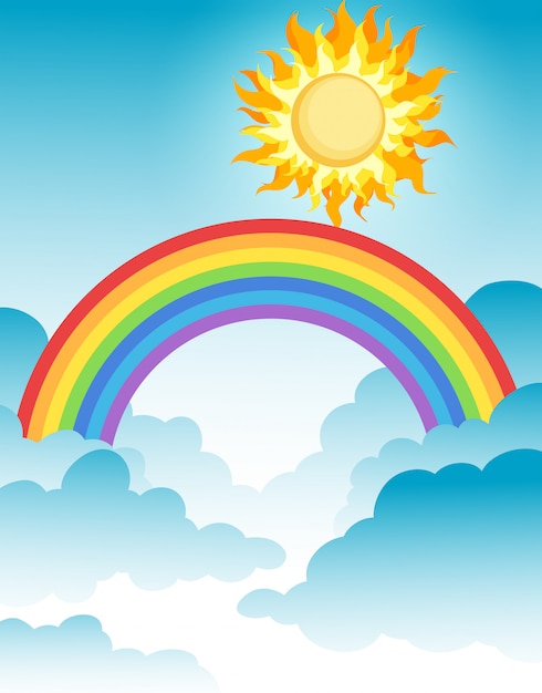 Vettore gratuito un bellissimo arcobaleno nel cielo