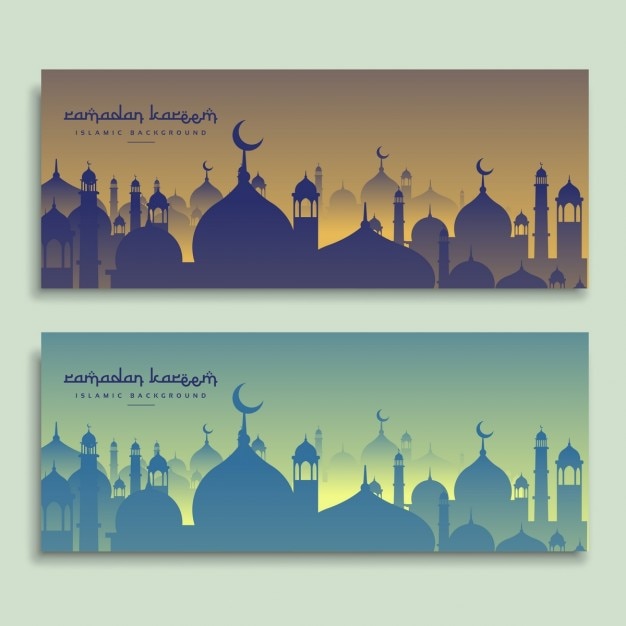 Free vector beautiful ramadan banners set