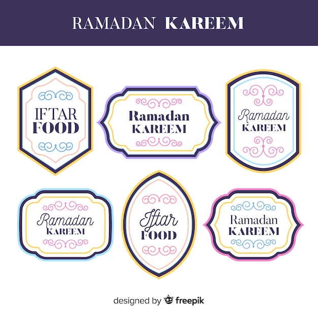 Free vector beautiful ramadan label collection