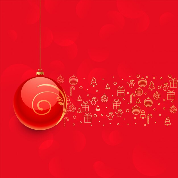 Beautiful red christmas ball and other elements decoration