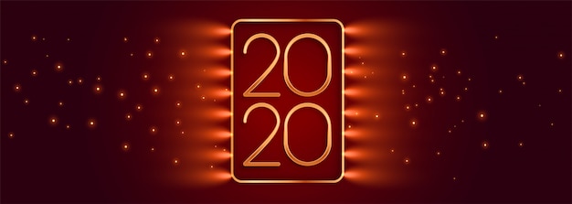 Beautiful red glowing happy new year banner 