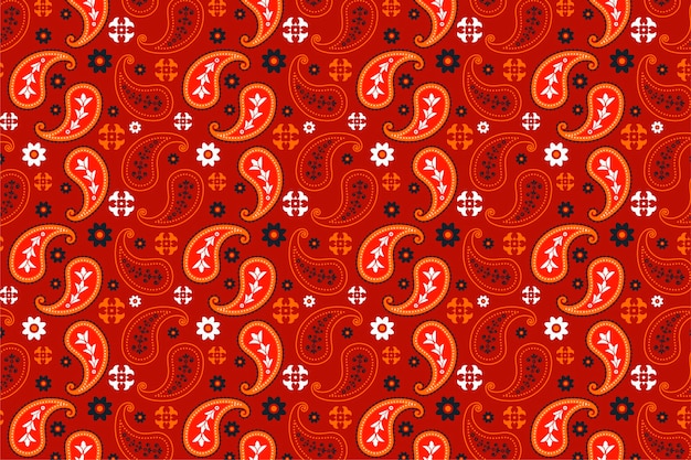 Beautiful red paisley bandana seamless pattern