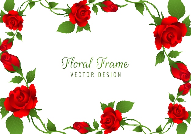 Beautiful red rose flower frame background