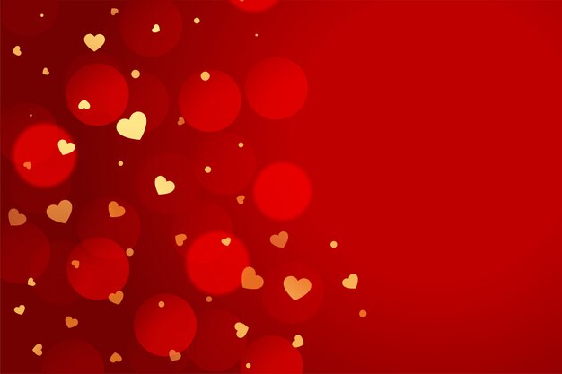 黄金の心を持つ美しい赤いバレンタインデーの背景