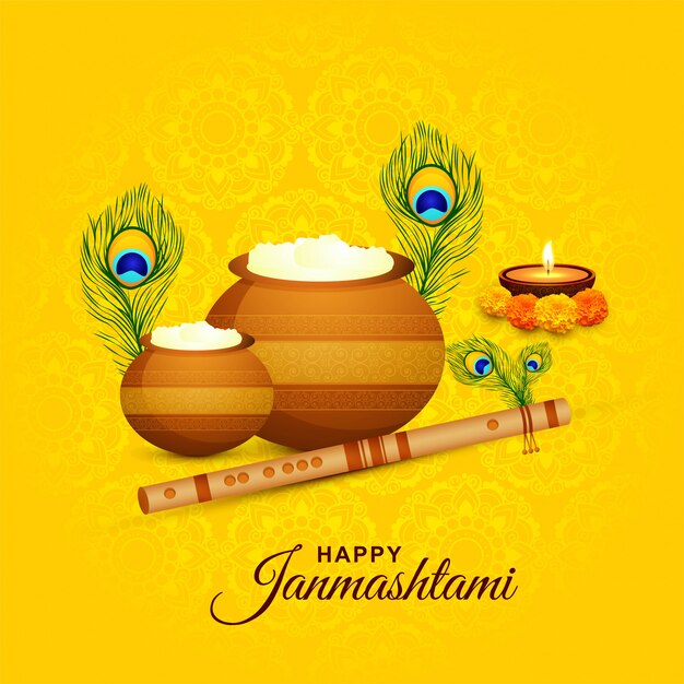 Beautiful religious krishna janmashtami background