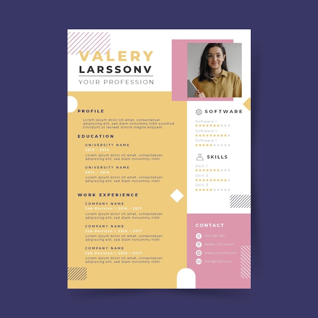 Free vector beautiful resume design template