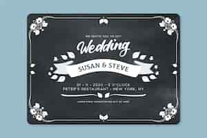 Free vector beautiful retro wedding invitation