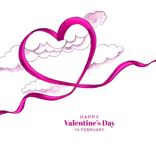 Beautiful ribbon heart valentines day card design