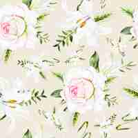 Free vector beautiful romantic floral wreath seamless pattern