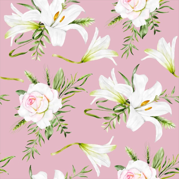 Free vector beautiful romantic floral wreath seamless pattern