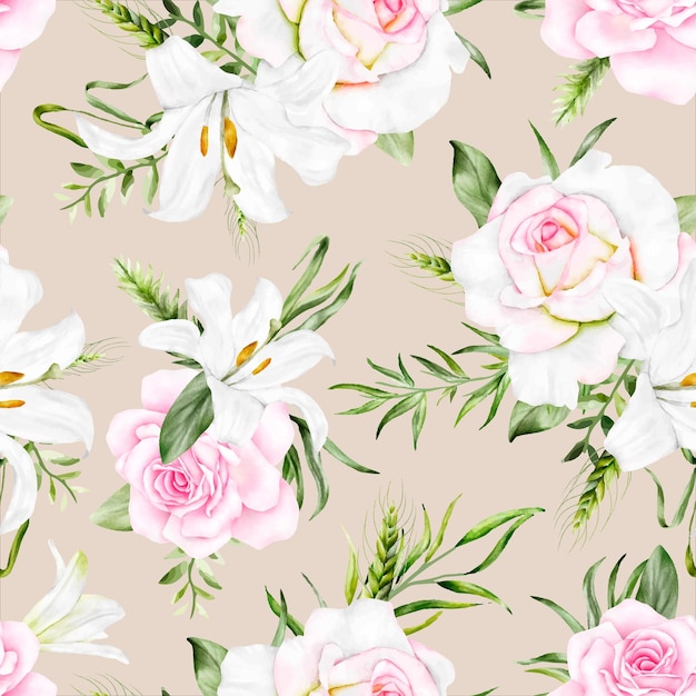 Beautiful romantic floral wreath seamless pattern