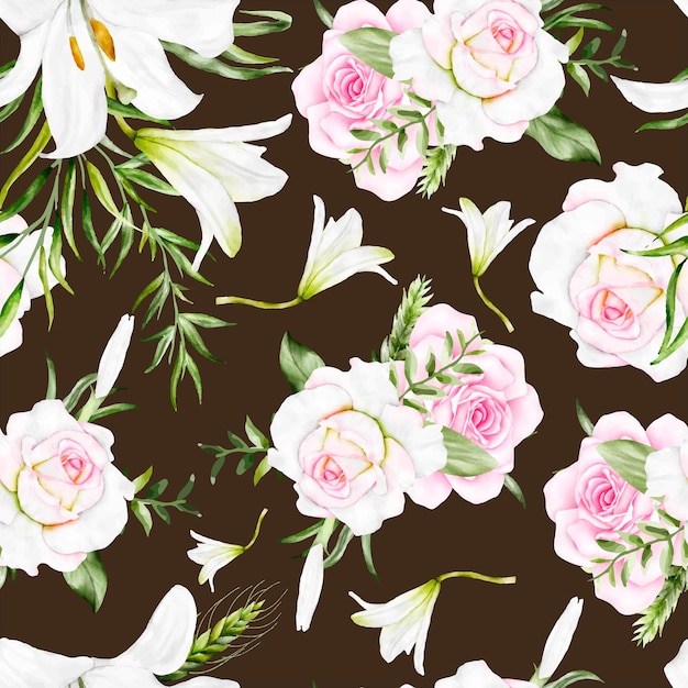 beautiful romantic floral wreath seamless pattern