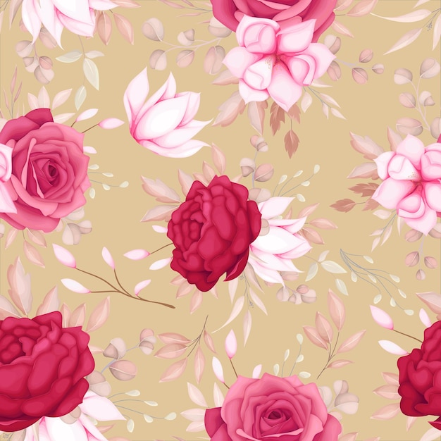 Beautiful romantic maroon flower seamless pattern