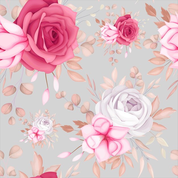 아름 다운 로맨틱 적갈색 꽃 원활한 패턴