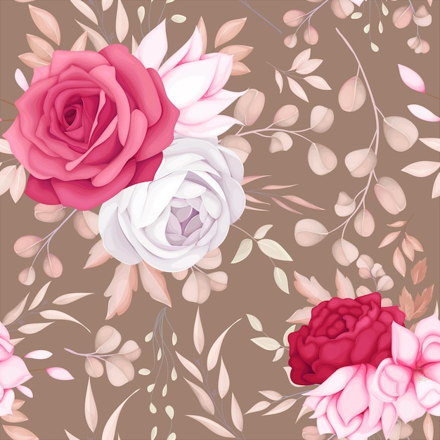 아름 다운 로맨틱 적갈색 꽃 원활한 패턴