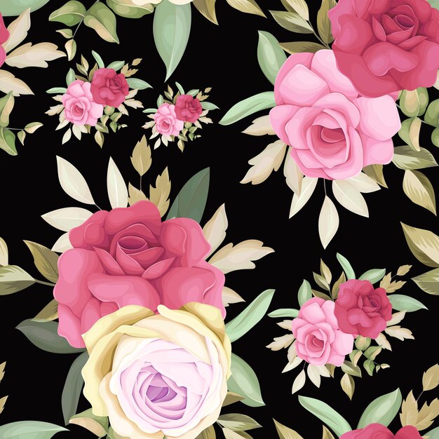 Beautiful rose flower  hand drawing seamless pattern desain