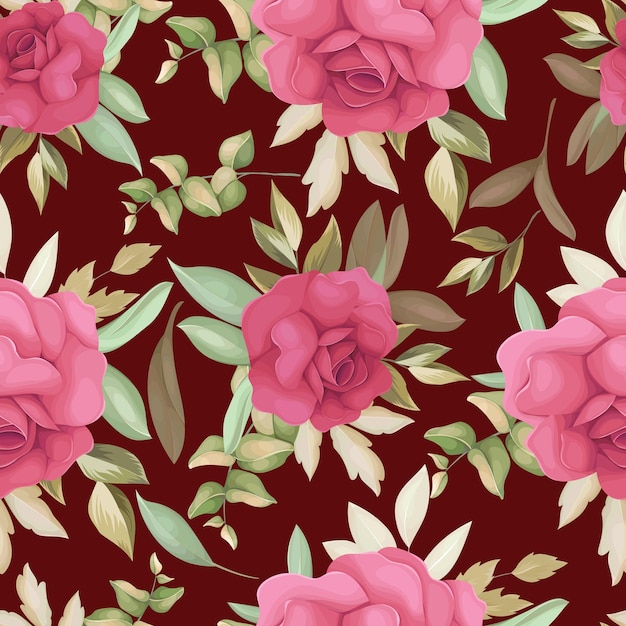 Beautiful rose flower  hand drawing seamless pattern desain