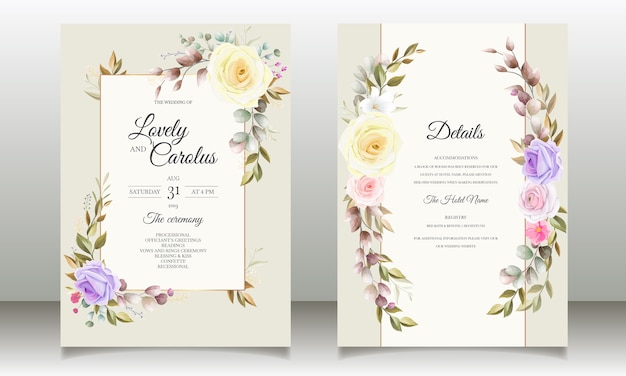美しいバラの花の招待カードのテンプレートデザイン