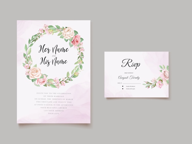 Free vector beautiful roses invitation card template