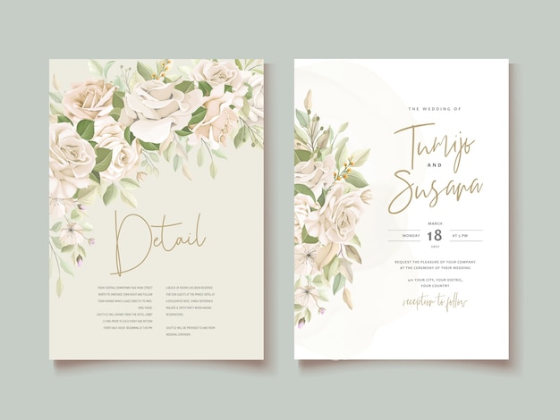 Free vector beautiful roses invitation card template